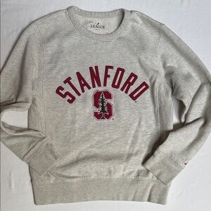 League Stanford Heather Gray Crewneck with Cardinal Logo